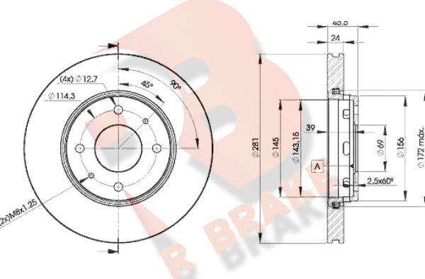 R Brake 78RBD28027 - Гальмівний диск autocars.com.ua