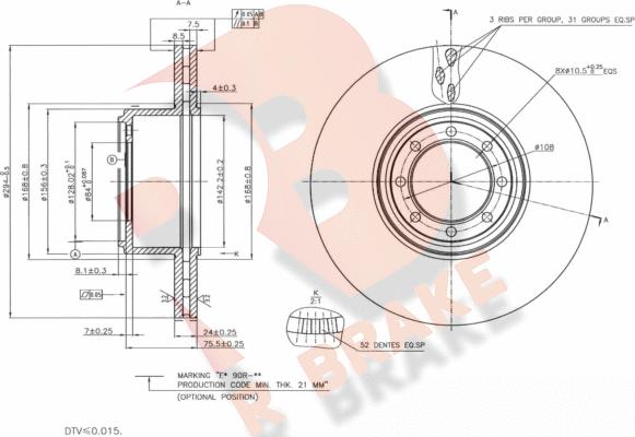 R Brake 78RBD28763 - Гальмівний диск autocars.com.ua