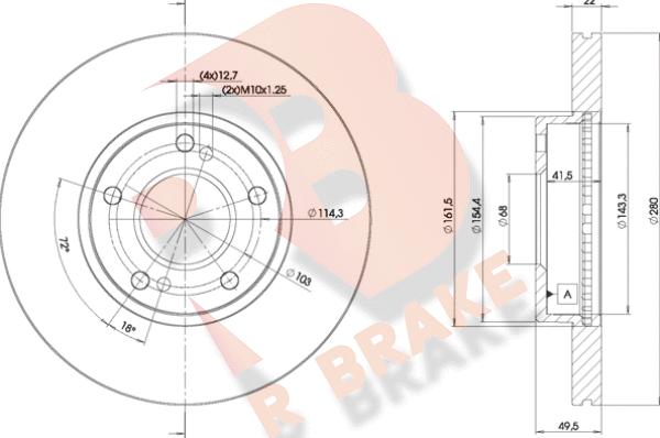 R Brake 78RBD28801 - Гальмівний диск autocars.com.ua