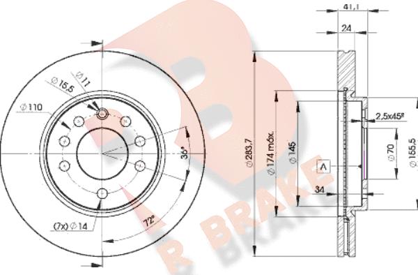 R Brake 78RBD29047 - Гальмівний диск autocars.com.ua