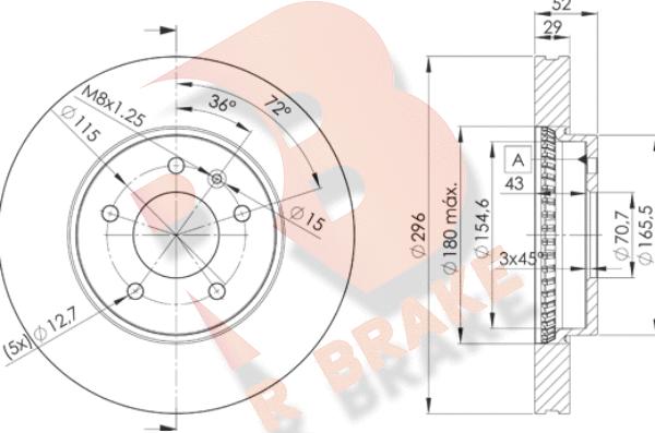 R Brake 78RBD29048 - Гальмівний диск autocars.com.ua