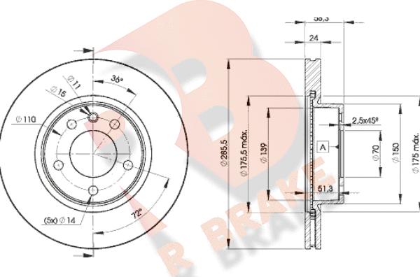 R Brake 78RBD29054 - Гальмівний диск autocars.com.ua