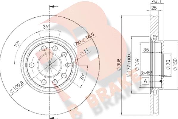 R Brake 78RBD29061 - Гальмівний диск autocars.com.ua