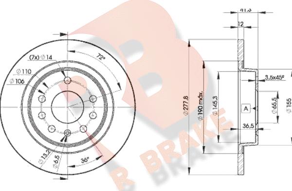 R Brake 78RBD29115 - Гальмівний диск autocars.com.ua