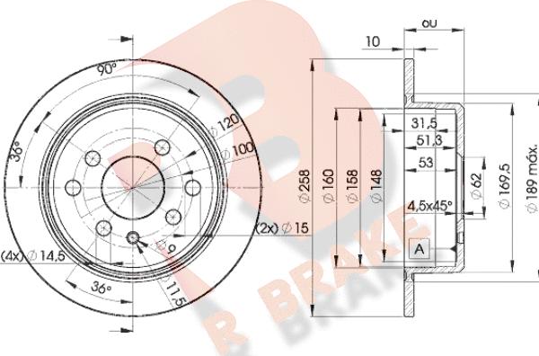 R Brake 78RBD29581 - Гальмівний диск autocars.com.ua