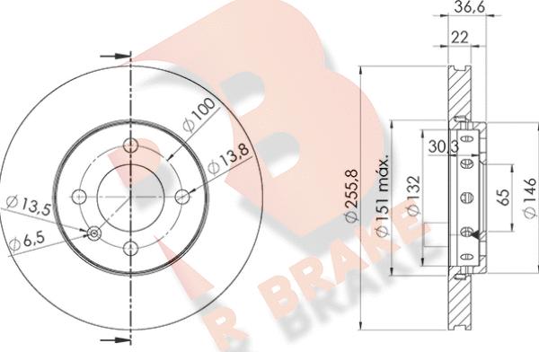 R Brake 78RBD29614 - Гальмівний диск autocars.com.ua