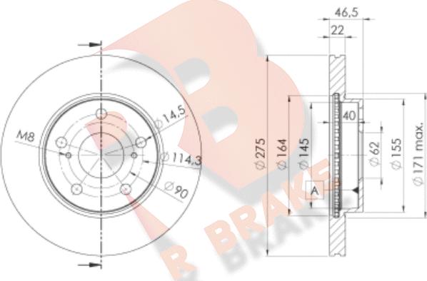 R Brake 78RBS22890 - Гальмівний диск autocars.com.ua