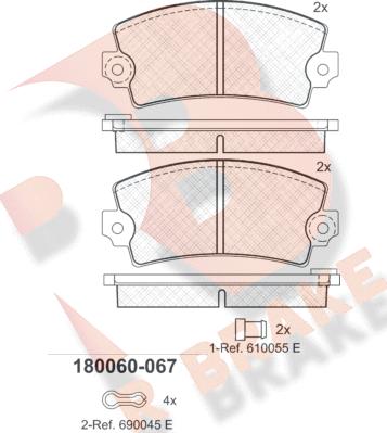 R Brake RB0060-067 - Тормозные колодки, дисковые, комплект autodnr.net