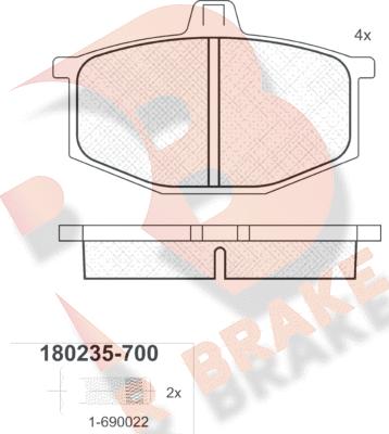 R Brake RB0235-700 - Тормозные колодки, дисковые, комплект autodnr.net