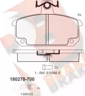 R Brake RB0270 - Тормозные колодки, дисковые, комплект autodnr.net