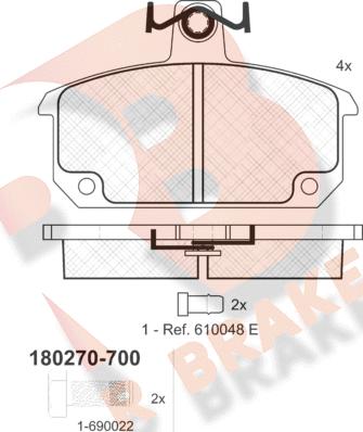 R Brake RB0270-700 - Тормозные колодки, дисковые, комплект autodnr.net