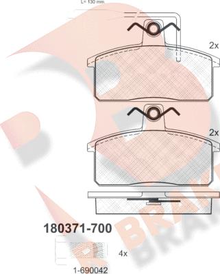 R Brake RB0371-700 - Гальмівні колодки, дискові гальма autocars.com.ua