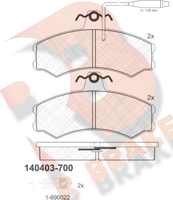 R Brake RB0403-700 - Гальмівні колодки, дискові гальма autocars.com.ua