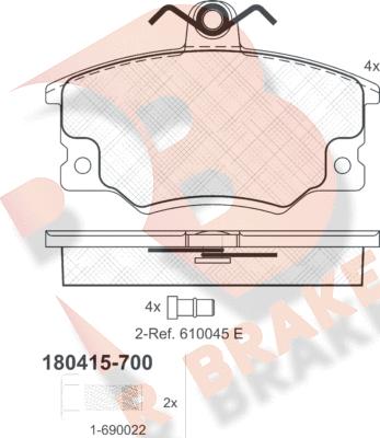 R Brake RB0415-700 - Тормозные колодки, дисковые, комплект autodnr.net