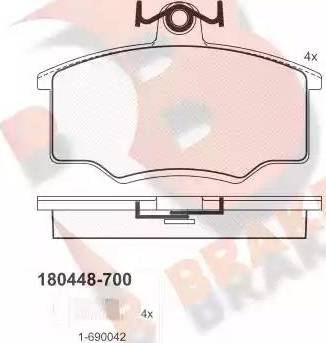 R Brake RB0448-700 - Гальмівні колодки, дискові гальма autocars.com.ua