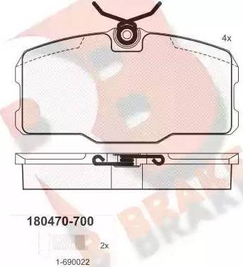 R Brake RB0470-700 - Гальмівні колодки, дискові гальма autocars.com.ua