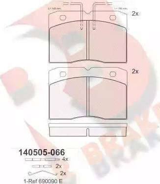 R Brake RB0505 - Гальмівні колодки, дискові гальма autocars.com.ua