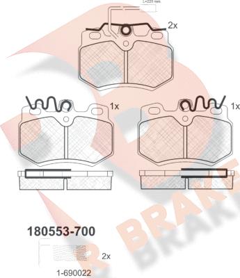 R Brake RB0553-700 - Гальмівні колодки, дискові гальма autocars.com.ua