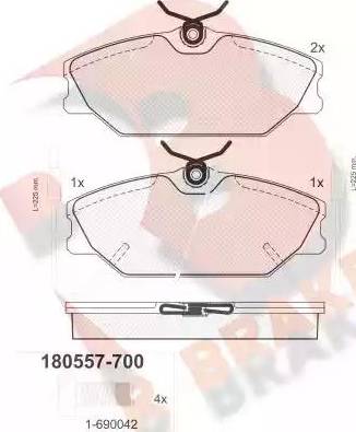 R Brake RB0557-700 - Гальмівні колодки, дискові гальма autocars.com.ua