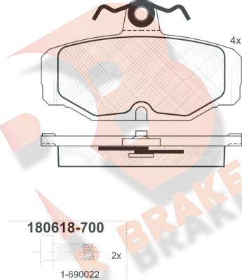 R Brake RB0618-700 - Гальмівні колодки, дискові гальма autocars.com.ua