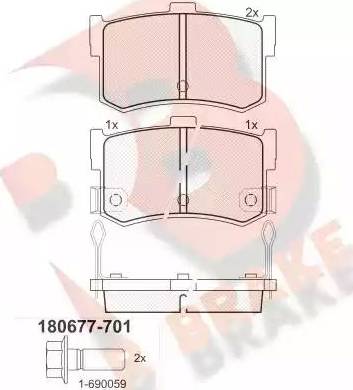 R Brake RB0677-701 - Гальмівні колодки, дискові гальма autocars.com.ua