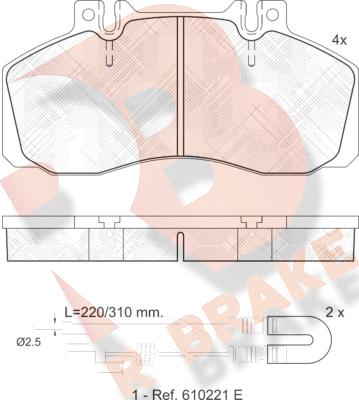 R Brake RB0722 - Гальмівні колодки, дискові гальма autocars.com.ua