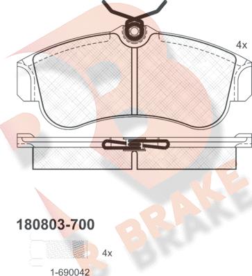 R Brake RB0803-700 - Тормозные колодки, дисковые, комплект autodnr.net