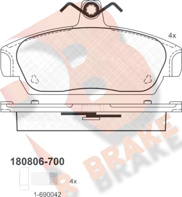 R Brake RB0806-700 - Гальмівні колодки, дискові гальма autocars.com.ua