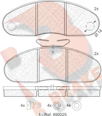 R Brake RB0834 - Гальмівні колодки, дискові гальма autocars.com.ua