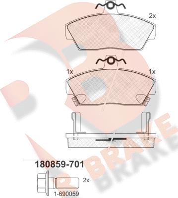 R Brake RB0859-701 - Гальмівні колодки, дискові гальма autocars.com.ua