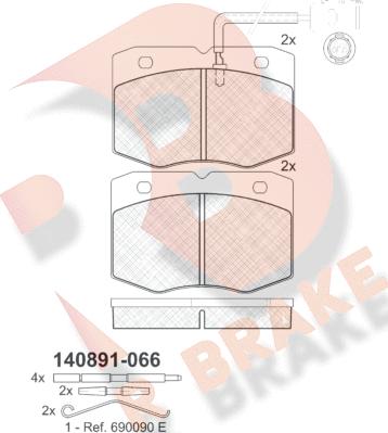 R Brake RB0891 - Тормозные колодки, дисковые, комплект autodnr.net