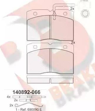 R Brake RB0892-066 - Гальмівні колодки, дискові гальма autocars.com.ua