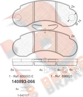 R Brake RB0893-066 - Гальмівні колодки, дискові гальма autocars.com.ua