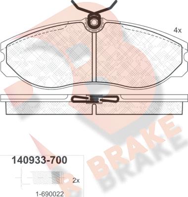 R Brake RB0933-700 - Тормозные колодки, дисковые, комплект autodnr.net