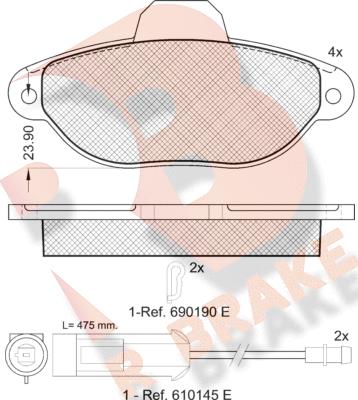 R Brake RB0953 - Гальмівні колодки, дискові гальма autocars.com.ua