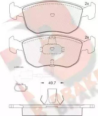 R Brake RB0957 - Гальмівні колодки, дискові гальма autocars.com.ua