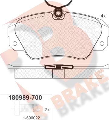 R Brake RB0989-700 - Гальмівні колодки, дискові гальма autocars.com.ua