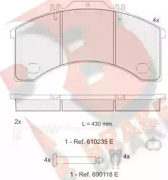 R Brake RB1043-111 - Тормозные колодки, дисковые, комплект autodnr.net