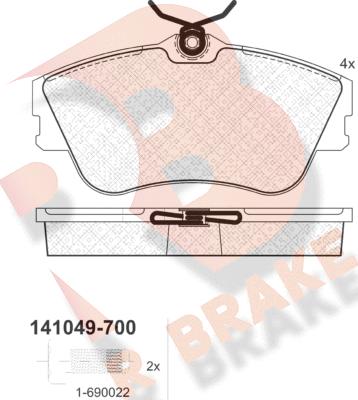 R Brake RB1049-700 - Гальмівні колодки, дискові гальма autocars.com.ua