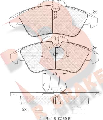 R Brake RB1104 - Гальмівні колодки, дискові гальма autocars.com.ua