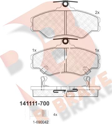 R Brake RB1111-700 - Гальмівні колодки, дискові гальма autocars.com.ua