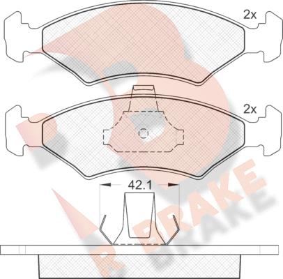 R Brake RB1142 - Гальмівні колодки, дискові гальма autocars.com.ua