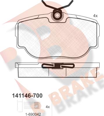 R Brake RB1146-700 - Гальмівні колодки, дискові гальма autocars.com.ua