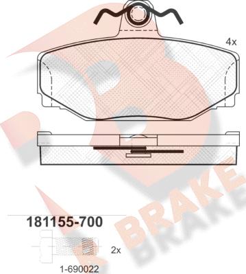 R Brake RB1155-700 - Гальмівні колодки, дискові гальма autocars.com.ua