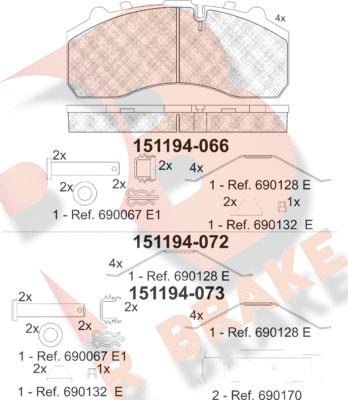 R Brake RB1194-072 - Тормозные колодки, дисковые, комплект autodnr.net