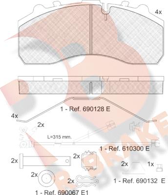 R Brake RB1194-117 - Гальмівні колодки, дискові гальма autocars.com.ua