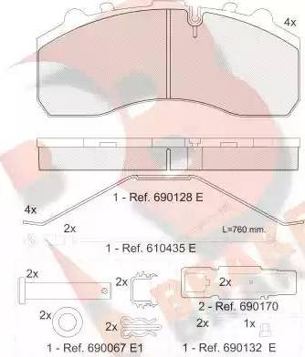 R Brake RB1194-225 - Гальмівні колодки, дискові гальма autocars.com.ua