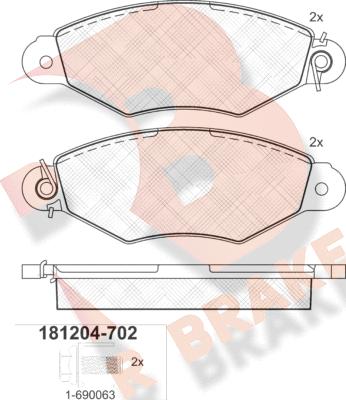 R Brake RB1204-702 - Гальмівні колодки, дискові гальма autocars.com.ua