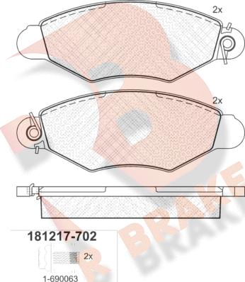 R Brake RB1217-702 - Гальмівні колодки, дискові гальма autocars.com.ua