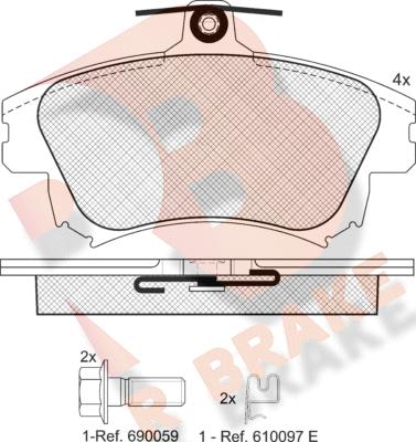 R Brake RB1236-208 - Гальмівні колодки, дискові гальма autocars.com.ua